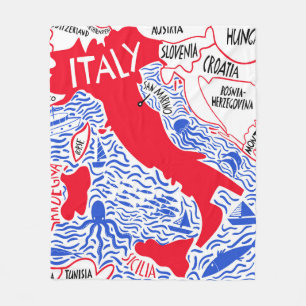 handgezeichnete stylisierte Karte Italiens. Reiser Fleecedecke