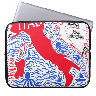 handgezeichnete stylisierte Karte Italiens. Reiser Laptopschutzhülle