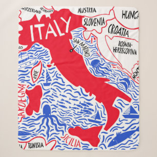 handgezeichnete stylisierte Karte Italiens. Reiser Sherpadecke