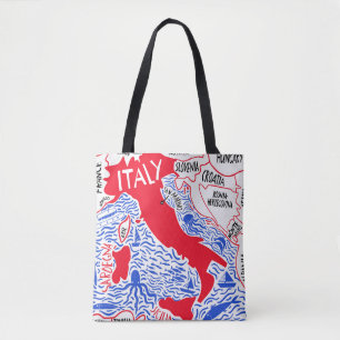 handgezeichnete stylisierte Karte Italiens. Reiser Tasche