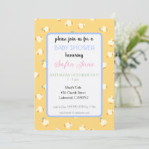 Handgezeichnete süße Enten Gelbe Babyparty