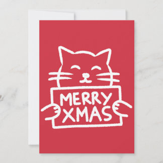 Handgezeichnete süße Katze Frohe Weihnachten