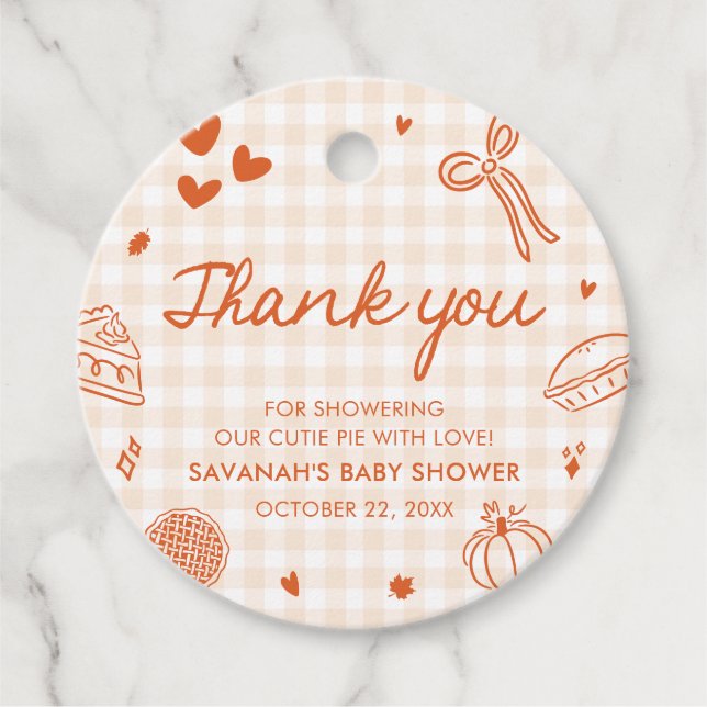 Handgezeichnete Süsse Pie Babydusche Geschenkanhänger (Vorderseite)