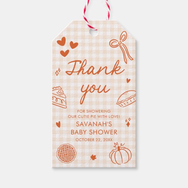 Handgezeichnete Süsse Pie Babydusche Geschenkanhänger (Vorderseite)
