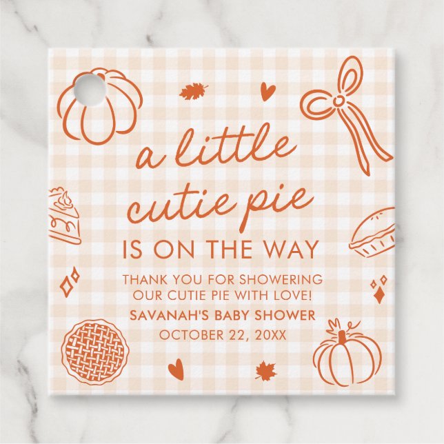 Handgezeichnete Süsse Pie Babydusche Geschenkanhänger (Vorderseite)