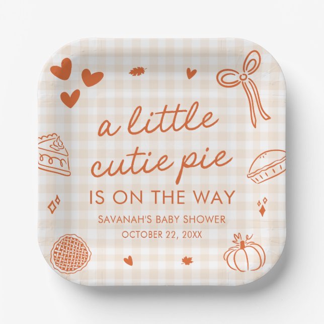 Handgezeichnete Süsse Pie Babydusche Pappteller (Vorderseite)