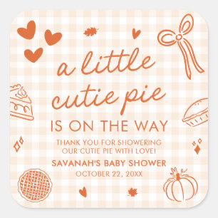 Handgezeichnete Süsse Pie Babydusche Quadratischer Aufkleber