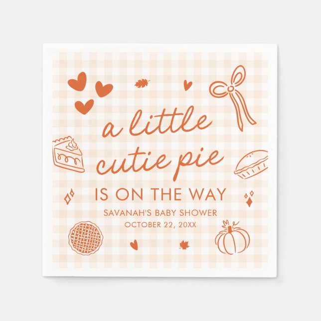 Handgezeichnete Süsse Pie Babydusche Serviette (Vorderseite)