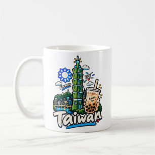 Handgezeichnete Taiwan-Reise-Kunst-Sehenswürdigkei Kaffeetasse