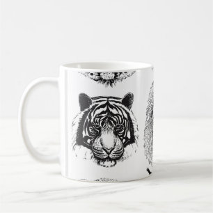 Handgezeichnete Tierporträts im Skizzenstil Kaffeetasse