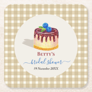 Handgezeichnete Torte Dessert Süß Cute Brautparty  Rechteckiger Pappuntersetzer