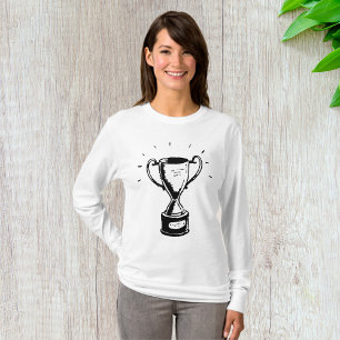 Handgezeichnete Trophäe Retro Schwarz-Weiß-Auszeic T-Shirt