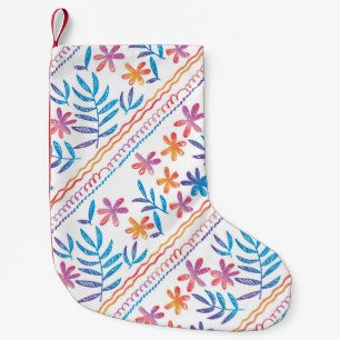 Handgezeichnete tropische Blume, Muster der Blätte Kleiner Weihnachtsstrumpf