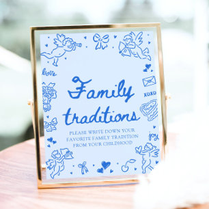 Handgezeichnete Valentinstag-Baby-Party-Familientr Poster