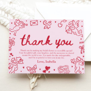 Handgezeichnete Valentinstag-Hochzeitsdusche-Danke Einladung