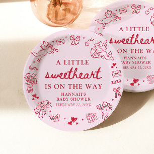 Handgezeichnete Valentinstag-Little-Sweetheart-Bab Pappteller