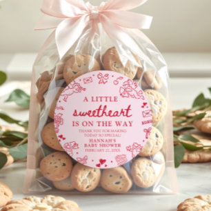 Handgezeichnete Valentinstag-Little-Sweetheart-Bab Runder Aufkleber