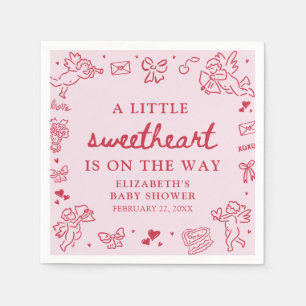 Handgezeichnete Valentinstag-Little-Sweetheart-Bab Serviette