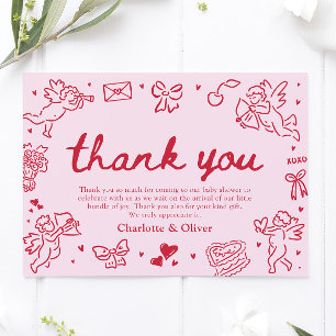 Handgezeichnete Valentinstag-Schatz-Thank-you-Kart Einladung