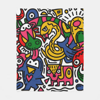 Handgezeichnete Vintage Doodle-Illustration, Carto Fleecedecke