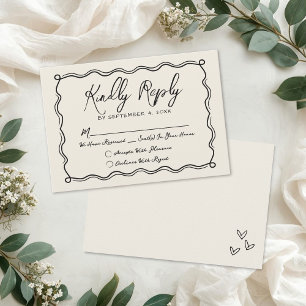 Handgezeichnete Vintage-Hochzeit RSVP Karte