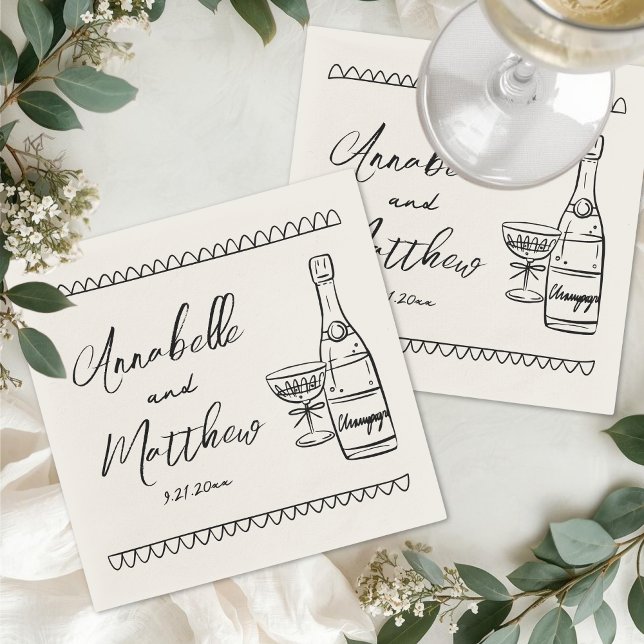 Handgezeichnete Vintage-Hochzeit Serviette (Hand Drawn Vintage Wedding Napkins)