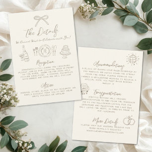 Handgezeichnete Vintage-Hochzeitsdetails Begleitkarte