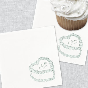 Handgezeichnete Vintage-Torte Whimsical-Hochzeit Serviette
