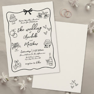 Handgezeichnete Vintage-Whimsical-Hochzeit Einladung