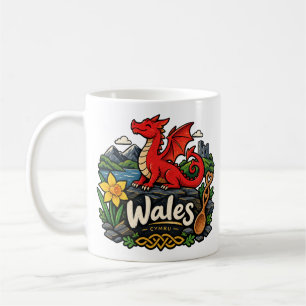 Handgezeichnete Wales-Reise-Kunst-Sehenswürdigkeit Kaffeetasse