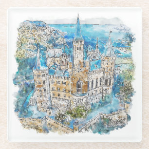 Handgezeichnete Wasserfarbe Hohenzollern Schloss D Glasuntersetzer