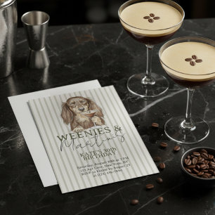 Handgezeichnete Weenies und Martinis Dachshund Einladung