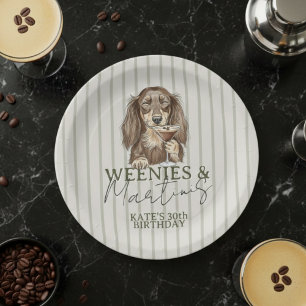 Handgezeichnete Weenies und Martinis Dachshund Pappteller