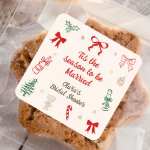 Handgezeichnete Weihnachts-Bridal-Shower-Design 'T Quadratischer Aufkleber