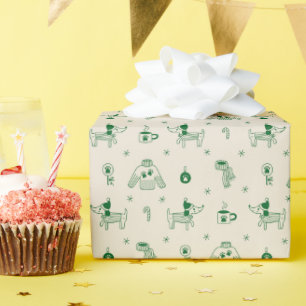 Handgezeichnete Weihnachts-Hunde-Geschenkpapierrol Geschenkpapier