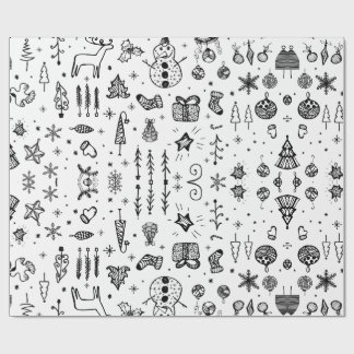 Handgezeichnete Weihnachts-Kritzeleien Geschenkpapier