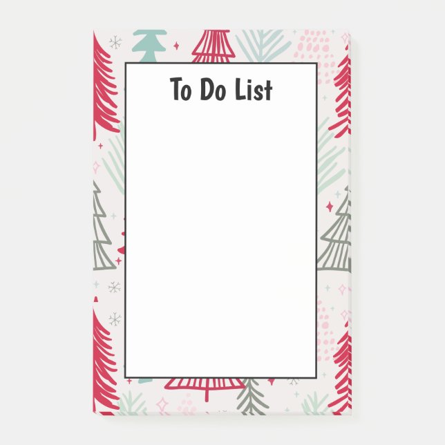 Handgezeichnete Weihnachtsbäume Evergreen zu tun L Post-it Klebezettel (Vorderseite)