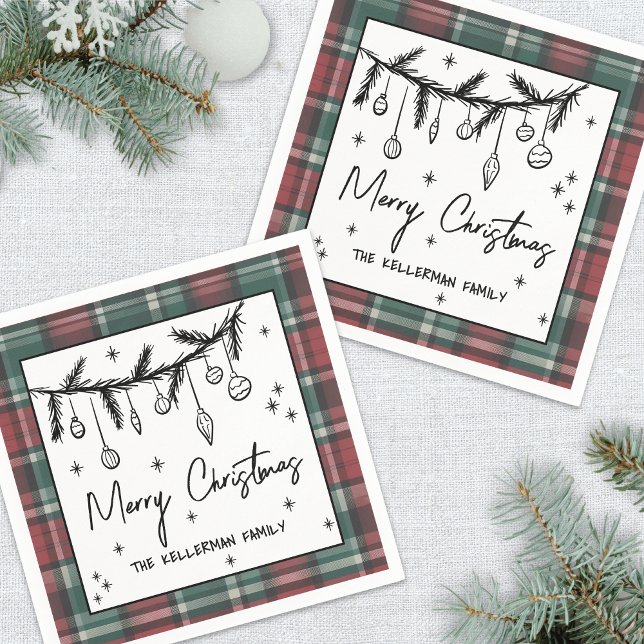 Handgezeichnete Weihnachtsfeier Serviette (Hand Drawn Merry Christmas Party Napkins)