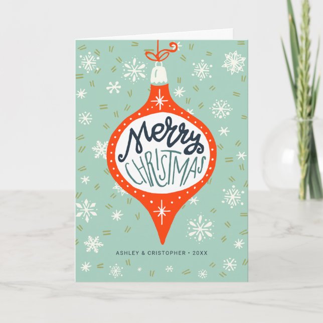 Handgezeichnete Weihnachtsschmuck Feiertagskarte (Vorderseite)