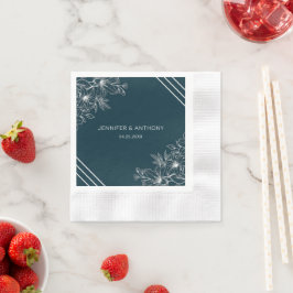 Handgezeichnete weiße Blume Serviette