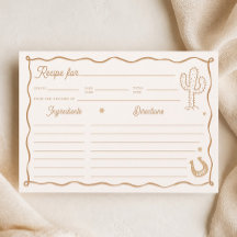 Handgezeichnete Western-Brautparty-Rezeptkarte
