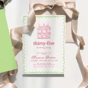 Handgezeichnete Whimsical Cake Geburtstagsparty Einladung