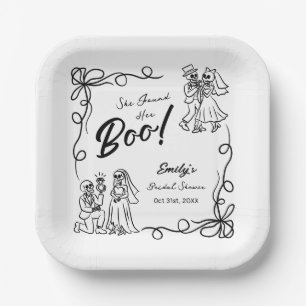 Handgezeichnete whimsical Halloween-Brautparty Pappteller