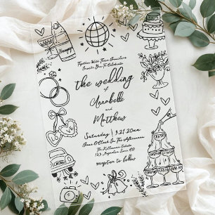 Handgezeichnete whimsical Hochzeit Acryleinladungen