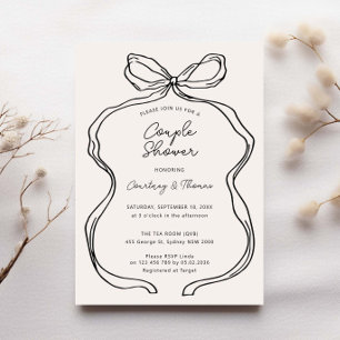 Handgezeichnete Whimsical Ribbon Grenz-Paar Dusche Einladung