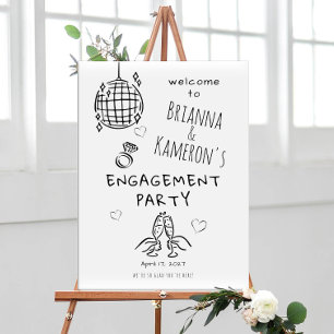 Handgezeichnete whimsical Verlobung Willkommen Poster