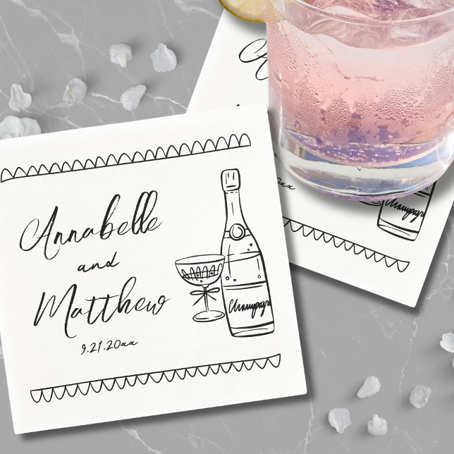 Handgezeichnete whimsical Wedding Serviette (Hand Drawn Whimsical Wedding Napkins)
