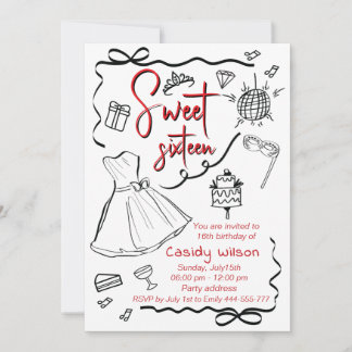 Handgezeichnete whimsy spielerische Prinzessin süß Einladung