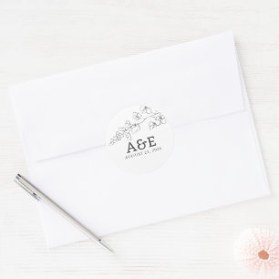 Handgezeichnete Wildblumen Einfach Elegant Minimal Runder Aufkleber