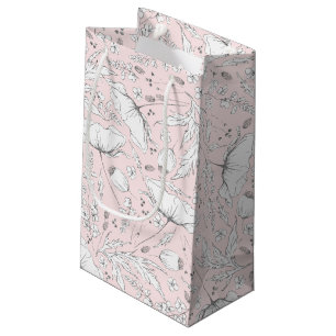 Handgezeichnete Wildblumen Elegant Modern Rosa Kleine Geschenktüte